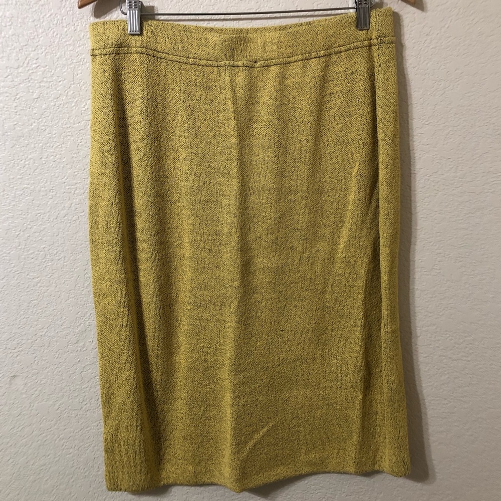 NWT St. John Collection Wool Blend Yellow & Black Textured Pencil Skirt Size 14 - Picture 3 of 6